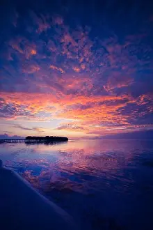 Dreaming Prints: Amazing abstract background. Beautiful sunset colors in Maldives