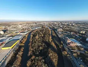Rhodope Prints: Amazing Aerial panorama of Maritsa river and panorama to City of Plovdiv, Bulgaria