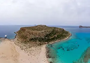 Idylli Prints: Amazing aerial panoramic view on the famous Balos beach in Balos lagoon and pirate island Gramvousa