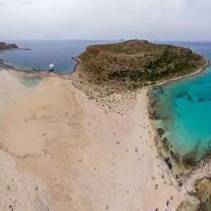 Idylli Prints: Amazing aerial panoramic view on the famous Balos beach in Balos lagoon and pirate island Gramvousa