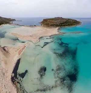 Idylli Prints: Amazing aerial panoramic view on the famous Balos beach in Balos lagoon and pirate island Gramvousa