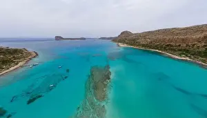 Idylli Prints: Amazing aerial panoramic view on the famous Balos beach in Balos lagoon and pirate island Gramvousa