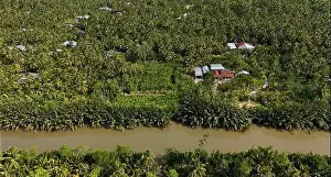 Water Way Prints: Amazing aerial view from drone of Mekong Delta countryside