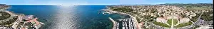 Amazing aerial view of Livorno and Lungomare, famous town of Tuscany. Italian coast from the drone