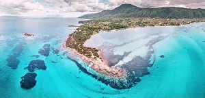 Sithonia Prints: Amazing aerial view of the paradise seacoast with various shades of turquoise water