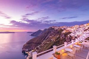 Images Dated 10th May 2019: Amazing evening view of Santorini island. Romantic sunset sunrise summer travel destination