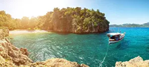 amazing lagoon with alone boat