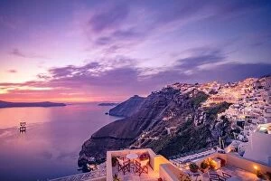 Images Dated 10th May 2019: Amazing landscape evening view of Fira, caldera, volcano of Santorini