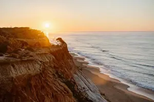 Praia Prints: Amazing landscape of Falesia beach with orange cliffs at sunrise, Algarve, Portugal