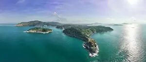 Crashing Prints: Amazing landscape nature scenery view of Beautiful tropical sea with Sea coast view in summer season image by Aerial