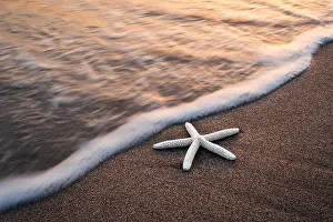 Amazing Mediterranean seascape with golden sand and blue waves. Summer vacations background