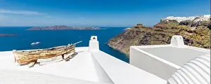 Amazing panoramic landscape, luxury travel vacation Santorini island