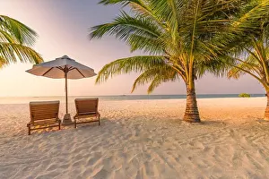 Amazing scenery, relaxing beach, tropical landscape background. Summer vacation travel holiday design. Luxury travel destination concept. Beach nature