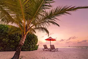 Amazing scenery, relaxing beach, tropical landscape background. Summer vacation travel holiday design. Luxury travel destination concept. Beach nature