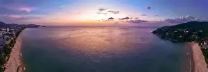 Amazing Landscape Prints: Amazing sky aerial view of tropical sea clouds over the ocean during sunset or sunrise time