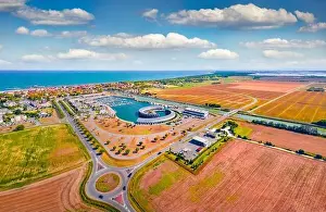 Town House Prints: Amazing summer view from flying droneof Casal Borsetti port