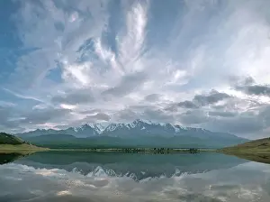 Heavenly Prints: Amazing summer view with mountains covered with snow and forest