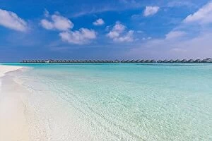 Images Dated 13th August 2022: Amazing tropical Maldives resort hotel and island with beach sand