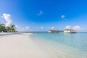 Images Dated 2nd February 2022: Amazing tropical Maldives resort hotel and island with beach sand