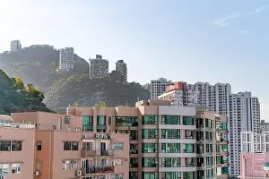 The amazing view of Hong-Kong cityscape full of skyscrapers from the rooftop