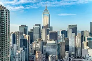Tall Residence Prints: The amazing view of Hong-Kong cityscape full of skyscrapers from the rooftop