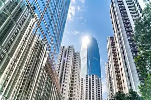 Commercial Hong Prints: The amazing view of Hong-Kong cityscape full of skyscrapers from the rooftop