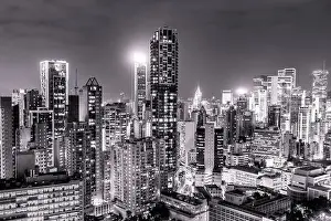 Commercial Hong Prints: The amazing view of Hong-Kong cityscape full of skyscrapers from the rooftop