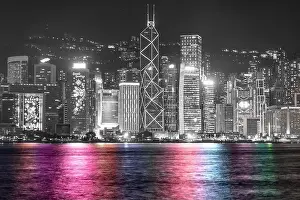 Commercial Hong Prints: The amazing view of Hong-Kong cityscape full of skyscrapers from the rooftop