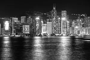 Commercial Hong Prints: The amazing view of Hong-Kong cityscape full of skyscrapers from the rooftop