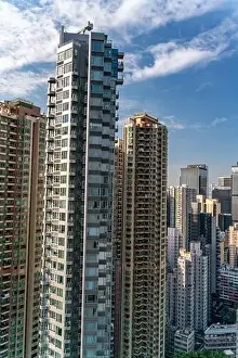 Commercial Hong Prints: The amazing view of Hong-Kong cityscape full of skyscrapers from the rooftop
