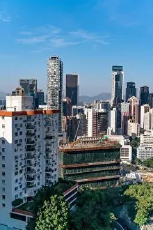 Commercial Hong Prints: The amazing view of Hong-Kong cityscape full of skyscrapers from the rooftop