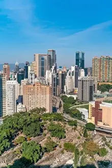Commercial Hong Prints: The amazing view of Hong-Kong cityscape full of skyscrapers from the rooftop