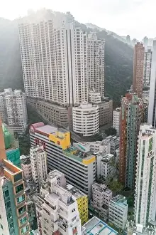 Commercial Hong Prints: The amazing view of Hong-Kong cityscape full of skyscrapers from the rooftop