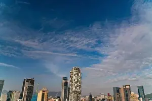 The amazing view of Hong-Kong cityscape full of skyscrapers from the rooftop