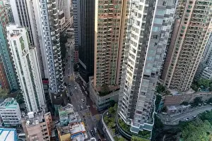 Commercial Hong Prints: The amazing view of Hong-Kong cityscape full of skyscrapers from the rooftop