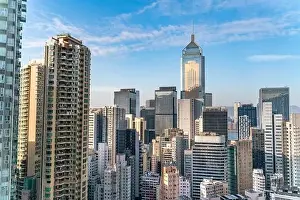 Commercial Hong Prints: The amazing view of Hong-Kong cityscape full of skyscrapers from the rooftop