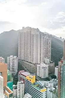 Commercial Hong Prints: The amazing view of Hong-Kong cityscape full of skyscrapers from the rooftop