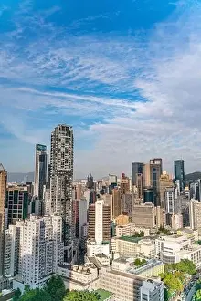 Commercial Hong Prints: The amazing view of Hong-Kong cityscape full of skyscrapers from the rooftop