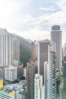 Commercial Hong Prints: The amazing view of Hong-Kong cityscape full of skyscrapers from the rooftop