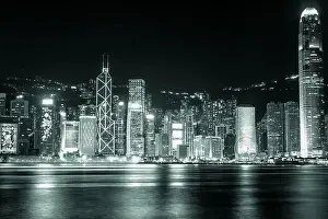 Commercial Hong Prints: The amazing view of Hong-Kong cityscape full of skyscrapers from the rooftop