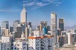 Commercial Hong Prints: The amazing view of Hong-Kong cityscape full of skyscrapers from the rooftop