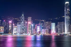 Commercial Hong Prints: The amazing view of Hong-Kong cityscape full of skyscrapers from the rooftop