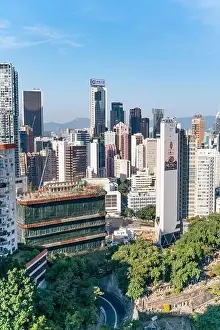 Commercial Hong Prints: The amazing view of Hong-Kong cityscape full of skyscrapers from the rooftop