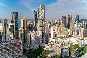 Commercial Hong Prints: The amazing view of Hong-Kong cityscape full of skyscrapers from the rooftop