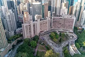 Commercial Hong Prints: The amazing view of Hong-Kong cityscape full of skyscrapers from the rooftop