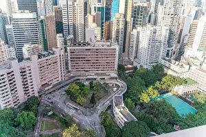Commercial Hong Prints: The amazing view of Hong-Kong cityscape full of skyscrapers from the rooftop
