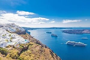 Images Dated 17th May 2019: Amazing view of Santorini island. Picturesque summer on famous view resort Fira, Greece, Europe