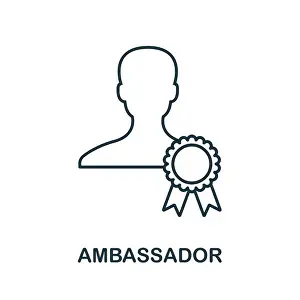 Megaphone Prints: Ambassador icon. Line style element from community management collection