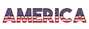 4th Of July Prints: America stars and stripes flag font word. 3D Rendering