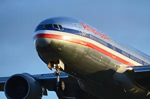 Airborne Prints: American Airlines Boeing 777 jet airliner plane N787AL coming in to land at London Heathrow Airport